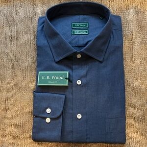Classic Men’s Dress Shirt, EB Wood, 18 1/2, 36-37, Blue, Brand New!